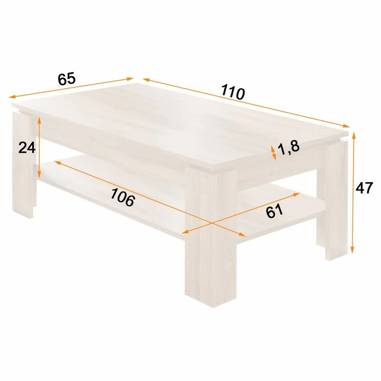 Loftscape Trendteam Table Basse Universal I – Anthracite / Imitation Chêne