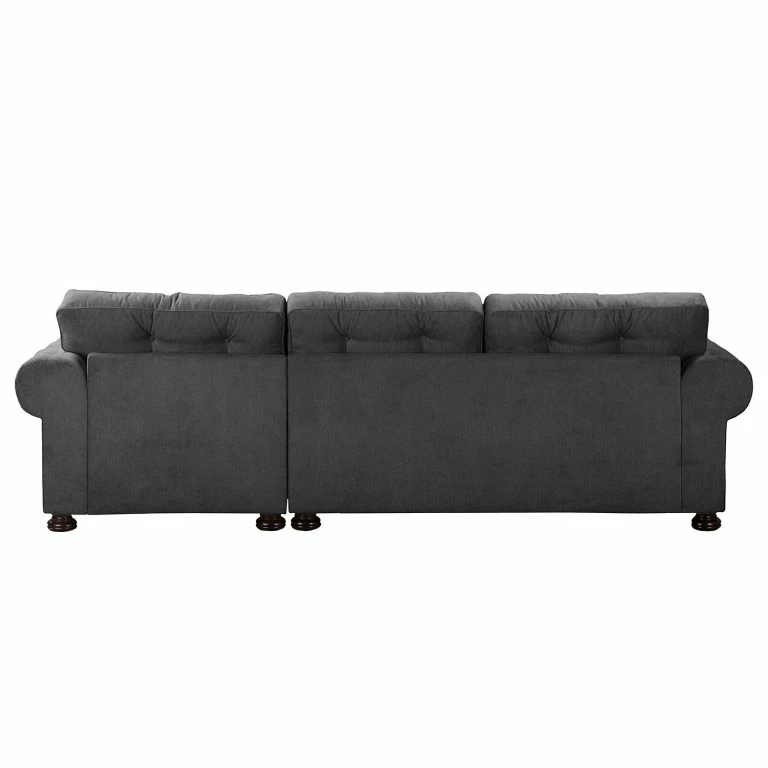 Loftscape Velvet Studio Canapé D’angle Marau – Gris Foncé – Méridienne Courte à Droite (vue De Face)