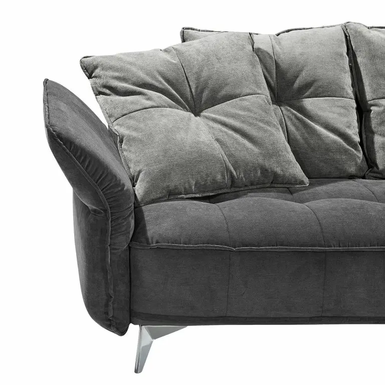 Loftscape Velvet Studio Canapé D’angle Moreville I – Microfibre – Gris / Gris Clair – Méridienne Courte à Droite (vue De Face) – Sans Repose-pieds