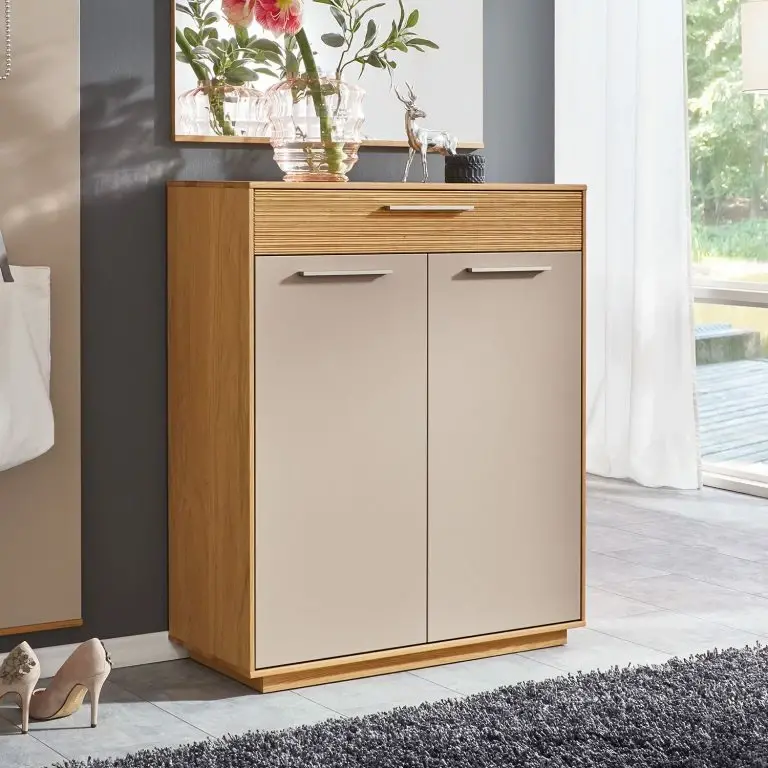 Loftscape Voss Commode Loveno III – Partiellement En Chêne Massif / Métal – Taupe – Largeur : 86 Cm