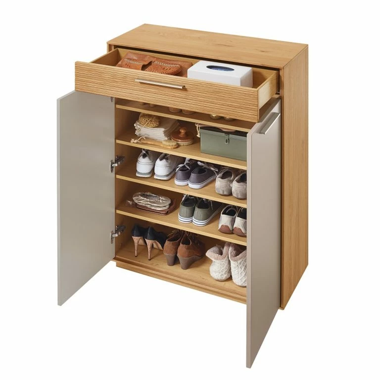 Loftscape Voss Commode Loveno III – Partiellement En Chêne Massif / Métal – Taupe – Largeur : 86 Cm