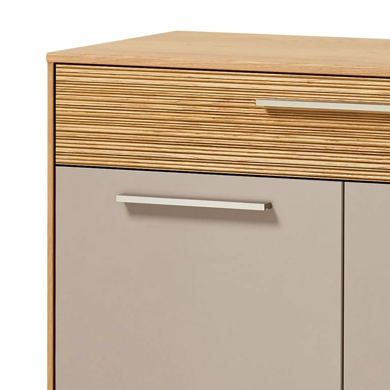 Loftscape Voss Commode Loveno III – Partiellement En Chêne Massif / Métal – Taupe – Largeur : 86 Cm