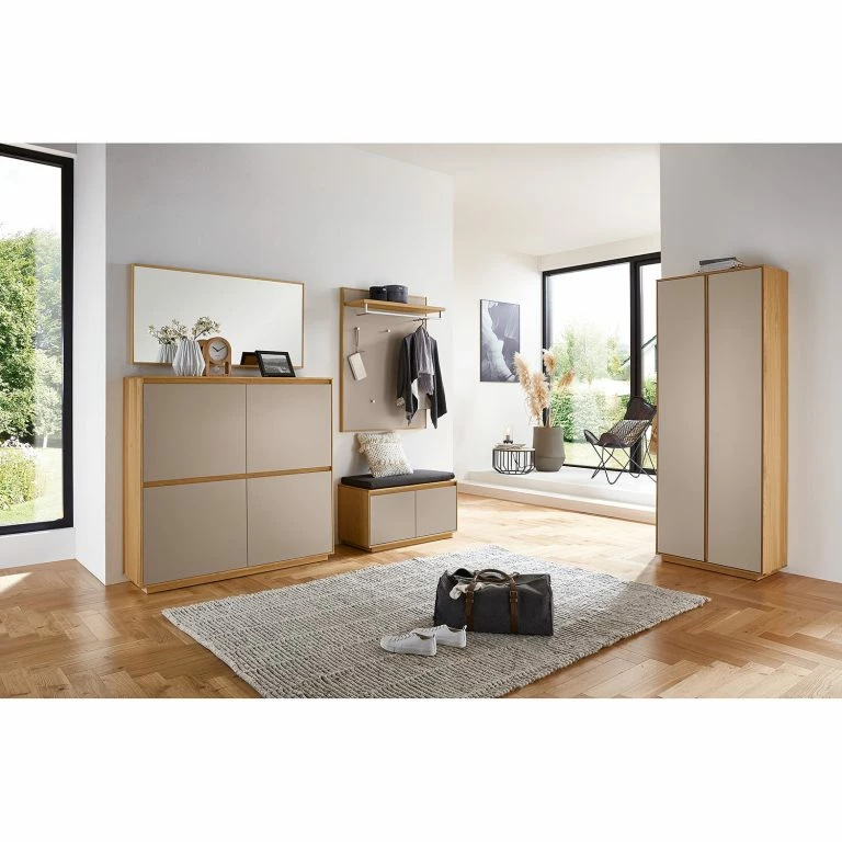 Loftscape Voss Meuble à Chaussures V100 I – Partiellement En Chêne Massif – Taupe
