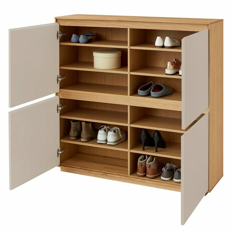 Loftscape Voss Meuble à Chaussures V100 I – Partiellement En Chêne Massif – Taupe