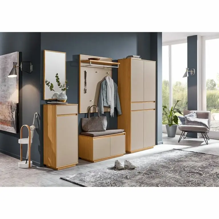 Loftscape Voss Meuble à Chaussures V100 III – Partiellement En Chêne Massif – Taupe