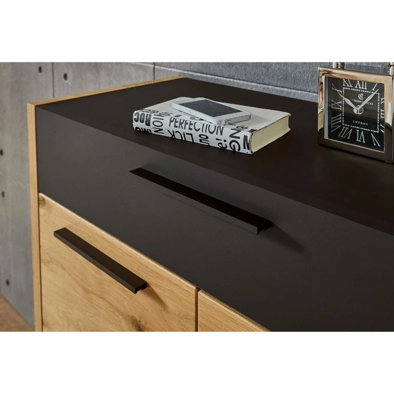Loftscape Voss Meuble D’entrée Levio II – Placage En Bois Véritable – Chêne – Noir