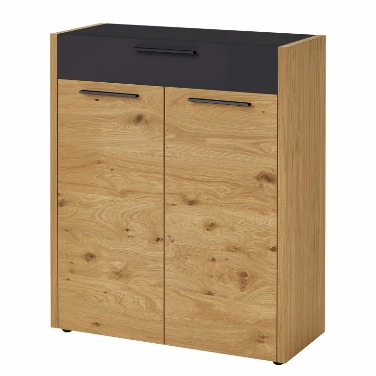 loftscape Voss Meuble d’entrée Levio II – Placage en bois véritable – Chêne – Noir