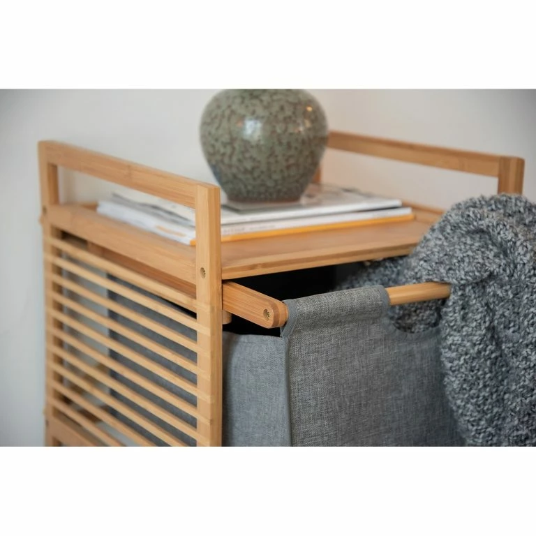 Loftscape WENKO Bout De Canapé Bahari II – Bambou Massif – Bambou / Gris
