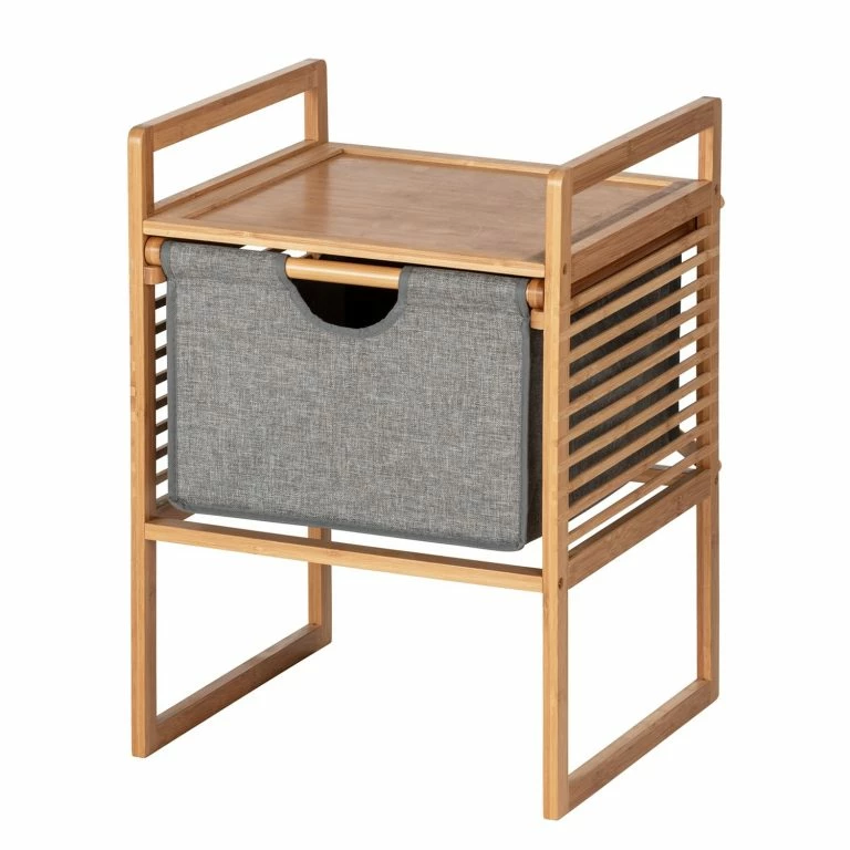 loftscape WENKO Bout de canapé Bahari II – Bambou massif – Bambou / Gris