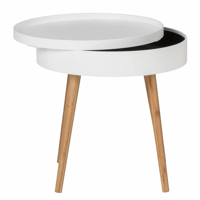 Loftscape WENKO Bout De Canapé Finja I – Bambou Massif – Bambou / Blanc