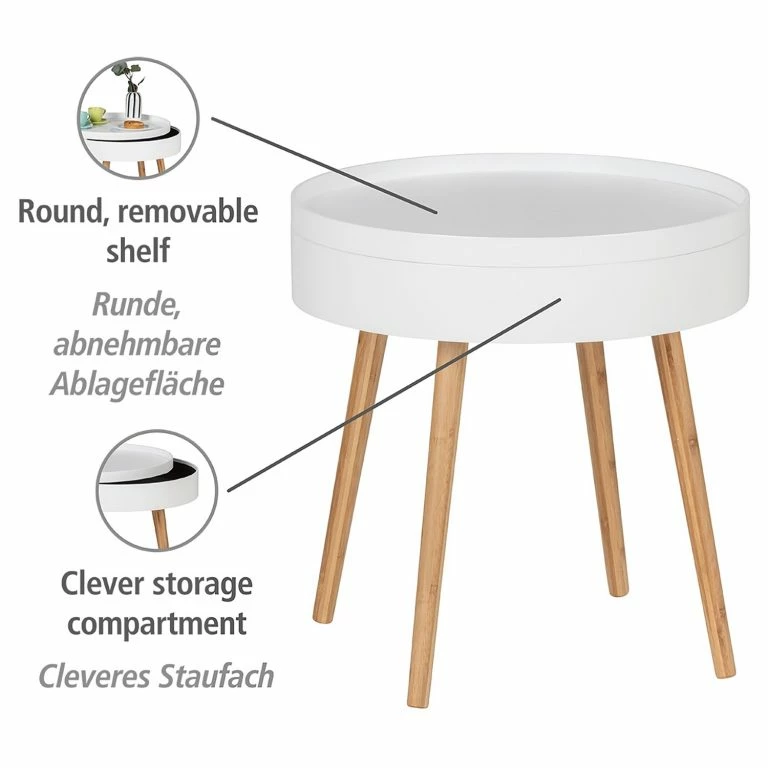 Loftscape WENKO Bout De Canapé Finja I – Bambou Massif – Bambou / Blanc