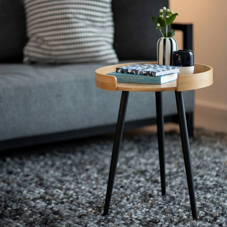 Loftscape WENKO Bout De Canapé Loft – Bambou Massif / Métal – Bambou / Noir