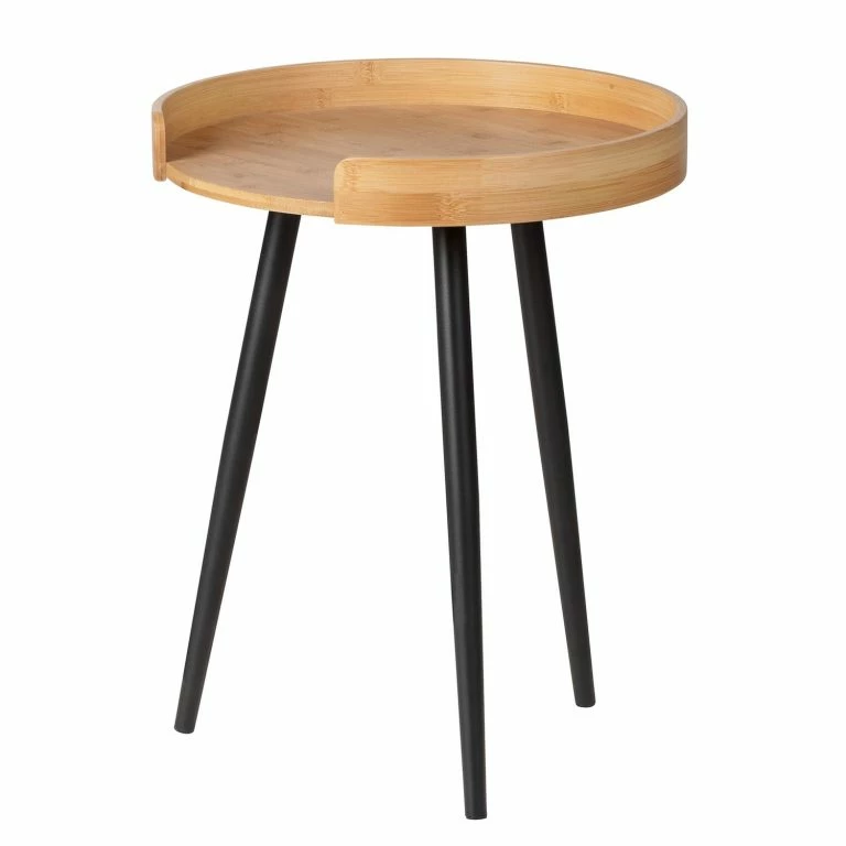 loftscape WENKO Bout de canapé Loft – Bambou massif / Métal – Bambou / Noir
