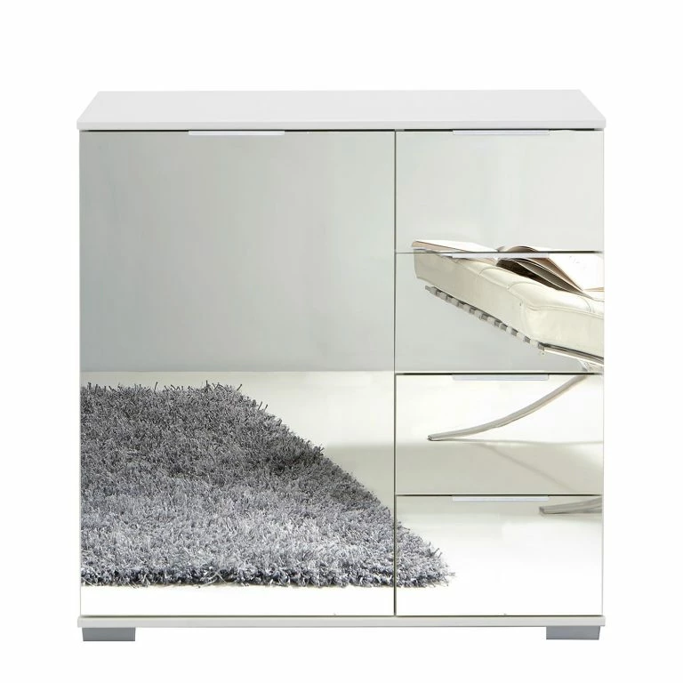 loftscape Wimex Commode combinée Lingga II – 1 porte – Blanc / Verre miroir