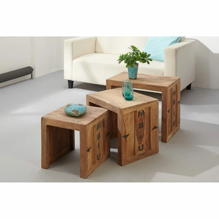 Loftscape Wolf-Möbel Bouts De Canapé Container I (lot De 3) – Sheesham
