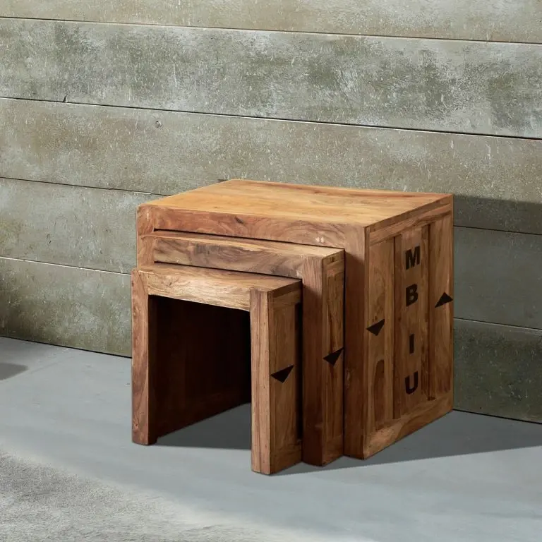 Loftscape Wolf-Möbel Bouts De Canapé Container I (lot De 3) – Sheesham