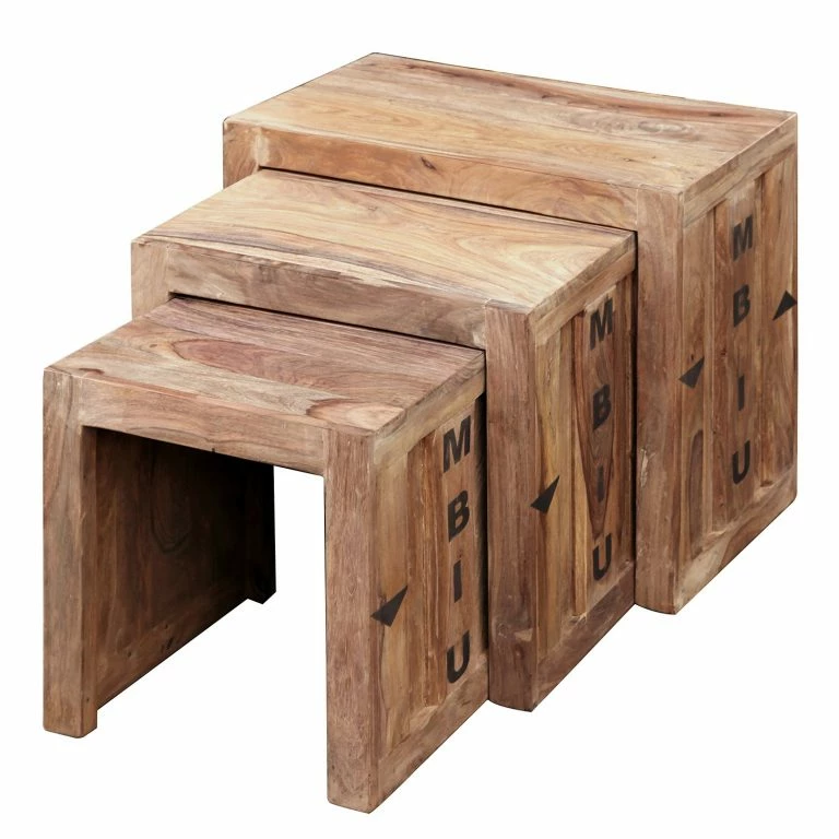 loftscape Wolf-Möbel Bouts de canapé Container I (lot de 3) – Sheesham