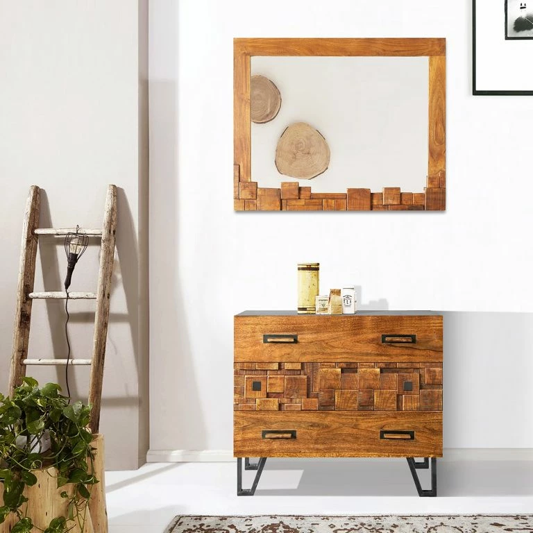 Loftscape Wolf-Möbel Commode Bazac – Acacia Massif – Acacia / Gris Foncé