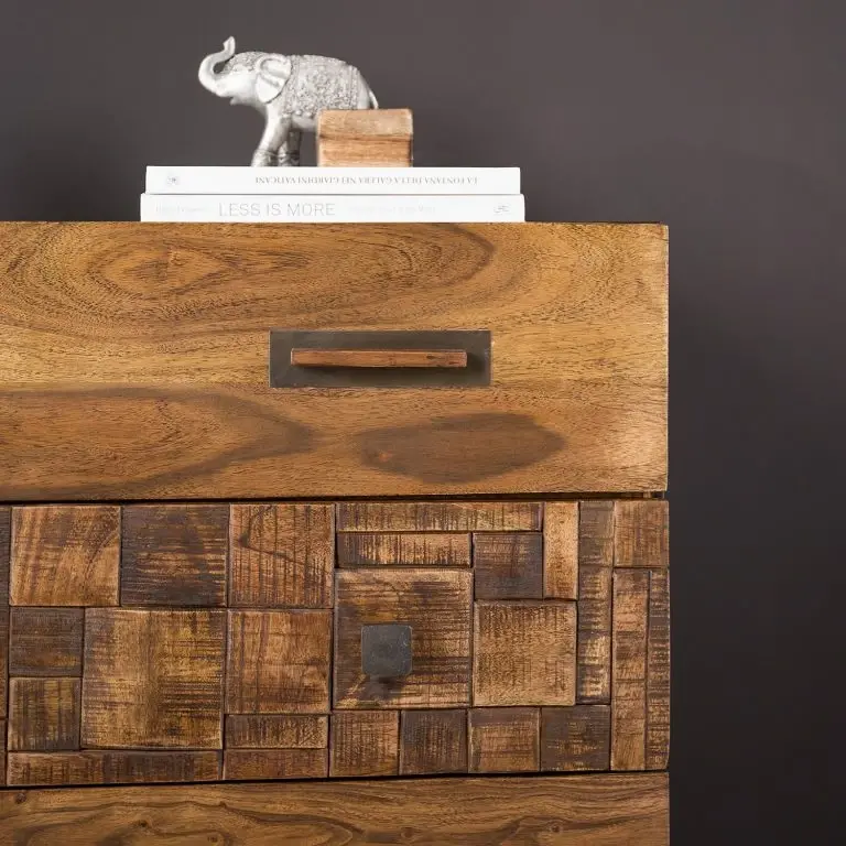 Loftscape Wolf-Möbel Commode Bazac – Acacia Massif – Acacia / Gris Foncé