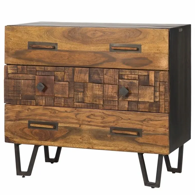 loftscape Wolf-Möbel Commode Bazac – Acacia massif – Acacia / Gris foncé
