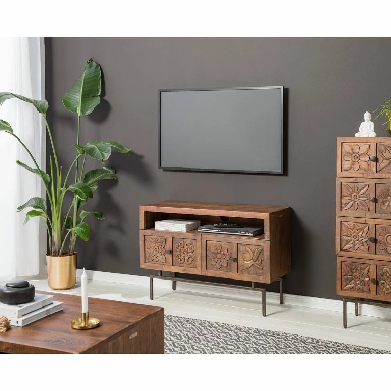 Loftscape Wolf-Möbel Meuble TV Carving – Acacia Massif