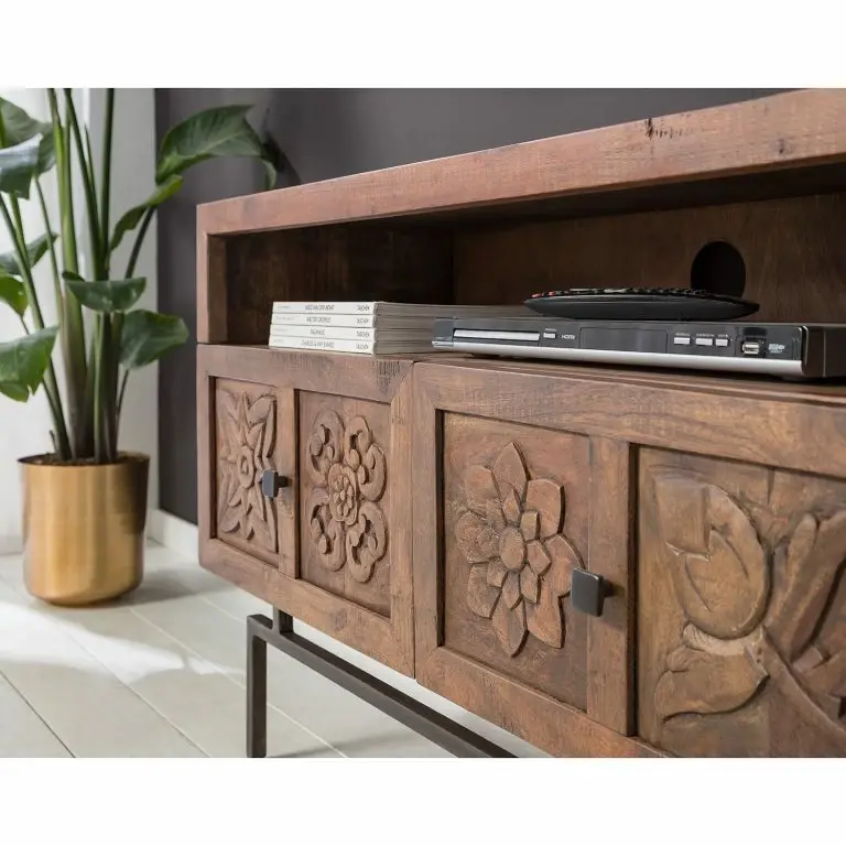Loftscape Wolf-Möbel Meuble TV Carving – Acacia Massif