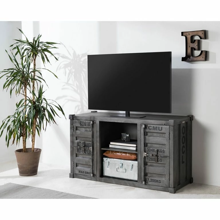 Loftscape Wolf-Möbel Meuble TV Container I – Acacia Massif – Acacia Gris