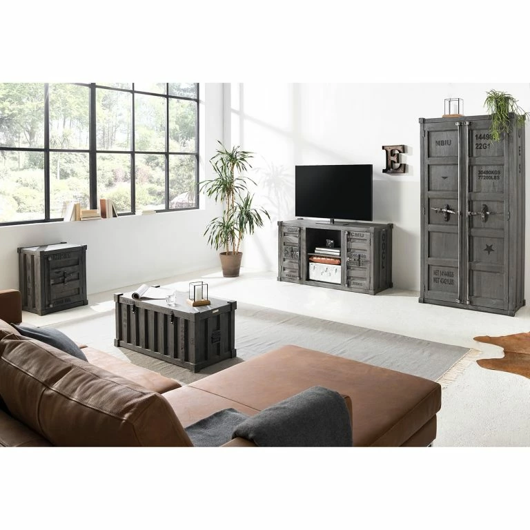 Loftscape Wolf-Möbel Meuble TV Container I – Acacia Massif – Acacia Gris