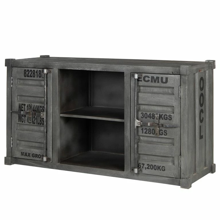 loftscape Wolf-Möbel Meuble TV Container I – Acacia massif – Acacia gris