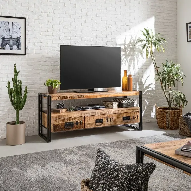 Loftscape Wolf-Möbel Meuble TV Iron – Manguier Massif / Fer