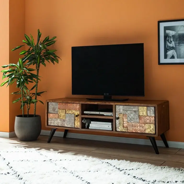 Loftscape Wolf-Möbel Meuble TV Orient – Acacia Massif / Métal – Multicolore
