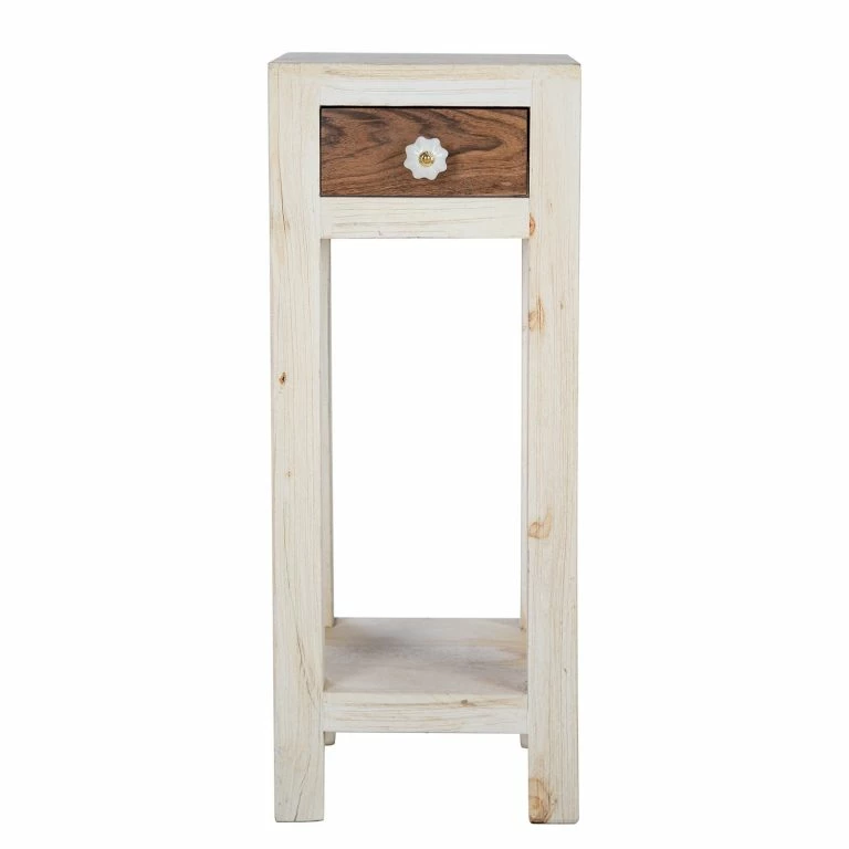 Loftscape Wolf-Möbel Sellette Maison – Acacia Massif – Acacia Couleur Pierre / Blanc Cassé – Hauteur : 75 Cm