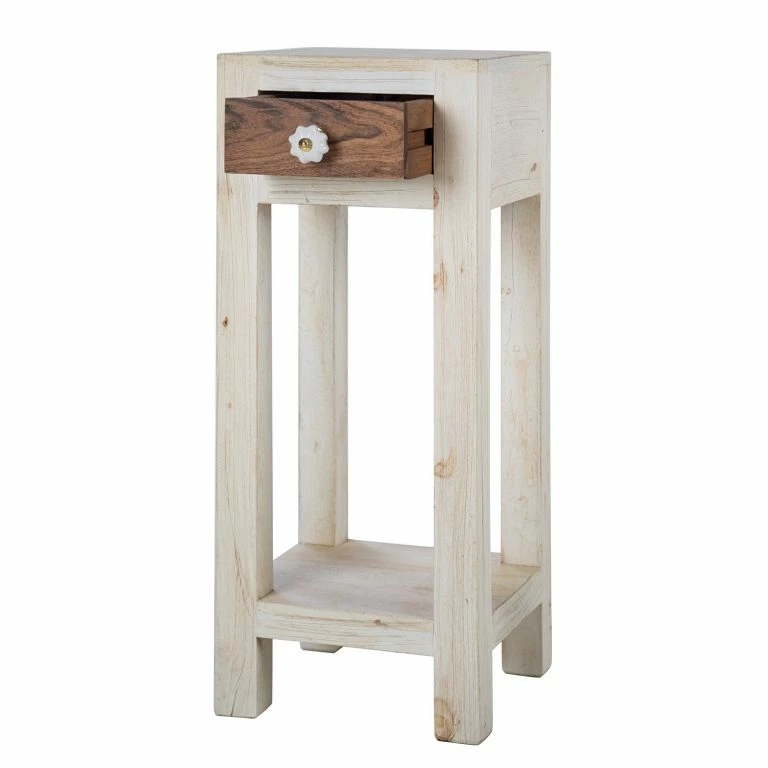 Loftscape Wolf-Möbel Sellette Maison – Acacia Massif – Acacia Couleur Pierre / Blanc Cassé – Hauteur : 75 Cm