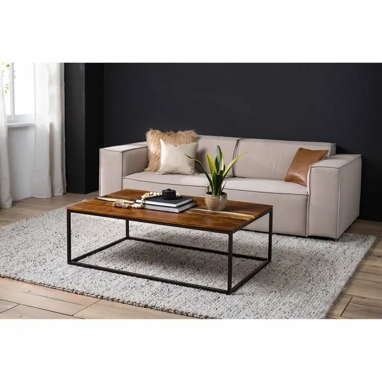 Loftscape Wolf-Möbel Table Basse Tarnac – Acacia Massif / Métal – Blanc