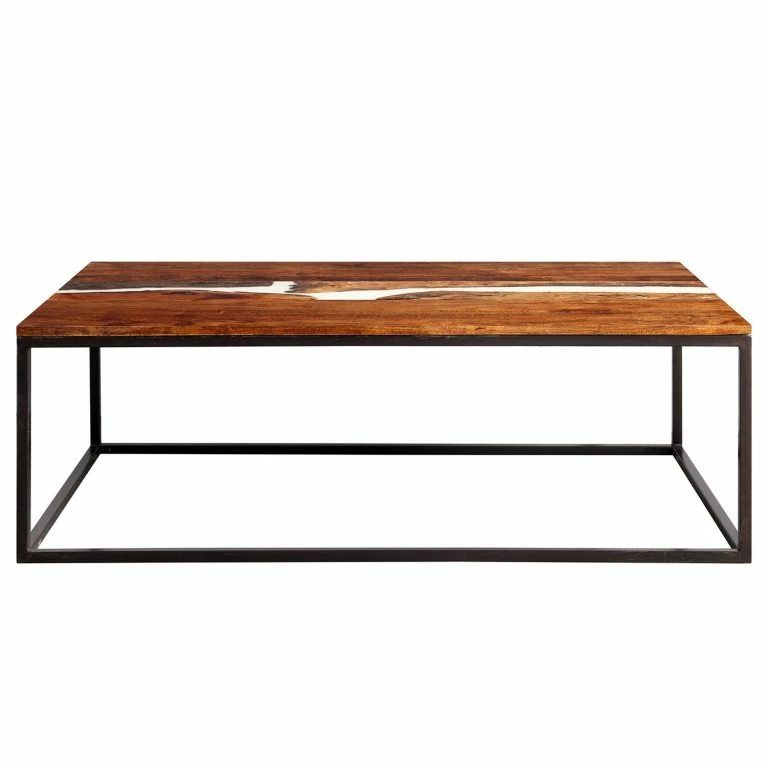 Loftscape Wolf-Möbel Table Basse Tarnac – Acacia Massif / Métal – Blanc