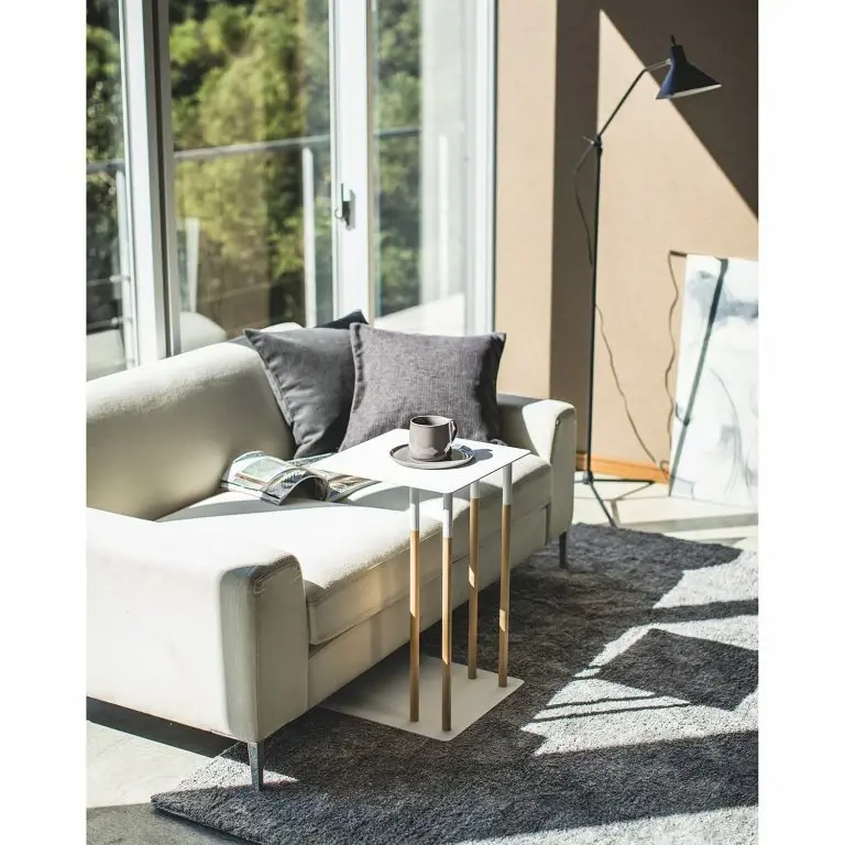 Loftscape Yamazaki Bout De Canapé Plain II – Frêne Massif / Métal – Blanc