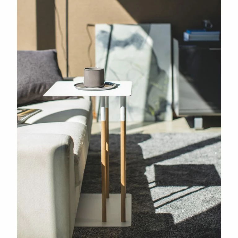 Loftscape Yamazaki Bout De Canapé Plain II – Frêne Massif / Métal – Blanc