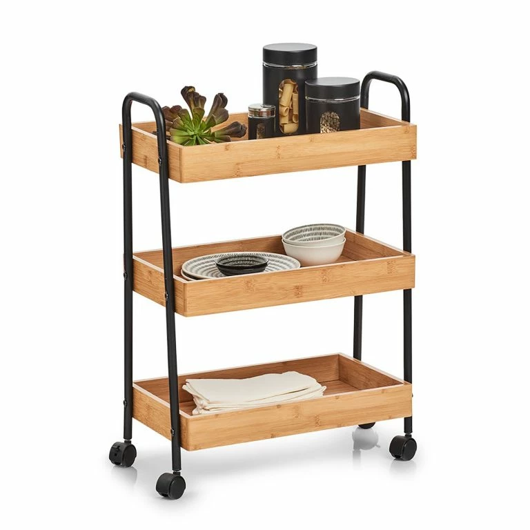Loftscape Zeller Desserte Abrigada – Bambou / Métal – Naturel / Noir – 50 X 28 X 70 Cm