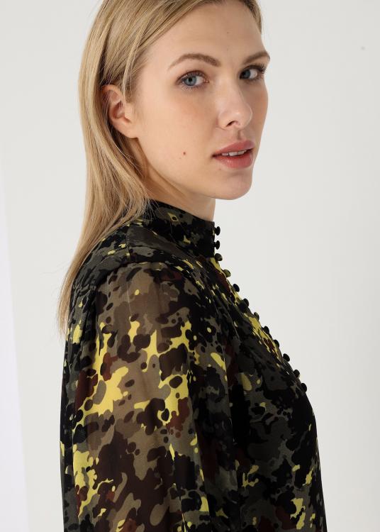 Lois Jeans Blouse Manche Longue Bouffante Imprimé Allover Camouflage
