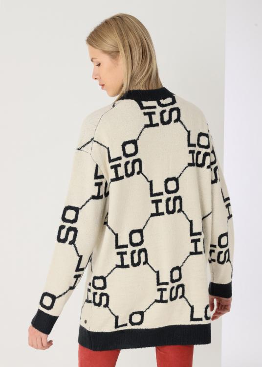 Lois Jeans Cardigan Long Avec Buttons -jacquard Motif Lois
