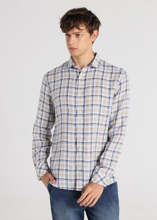 lois jeans Chemise imprimée à carreaux - Logo brodé sur la poitrine à manches longues