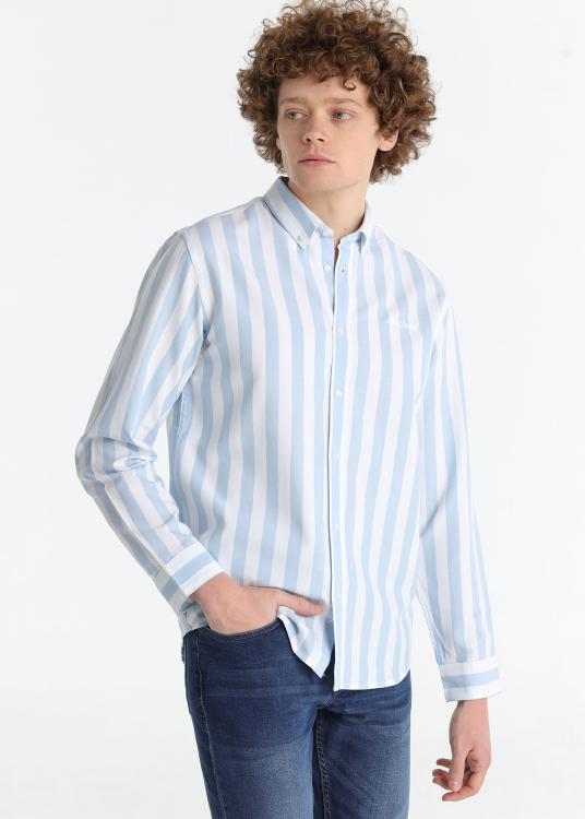 lois jeans Chemise imprimée à rayures - Tissu Oxford à manches longues