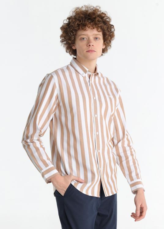 lois jeans Chemise imprimée à rayures - Tissu Oxford à manches longues