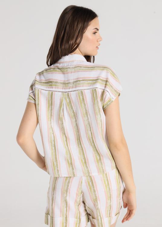 Lois Jeans Chemise - Manches Courtes Imprimé Rayé Effet Aquarelle