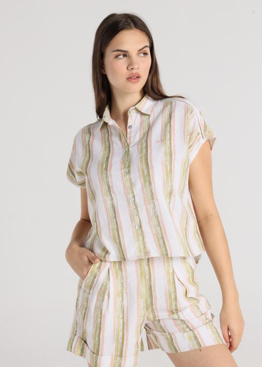 Lois Jeans Chemise - Manches Courtes Imprimé Rayé Effet Aquarelle