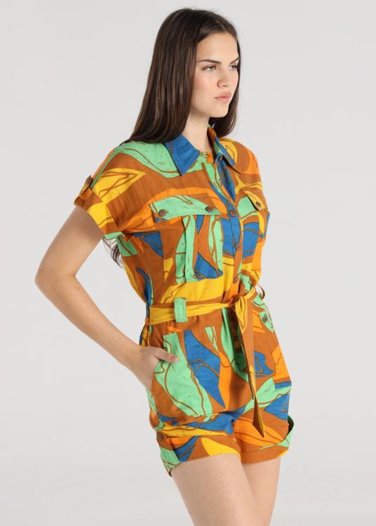 Lois Jeans Combinaison - Maxi Imprimé Feuilles Avec Poches