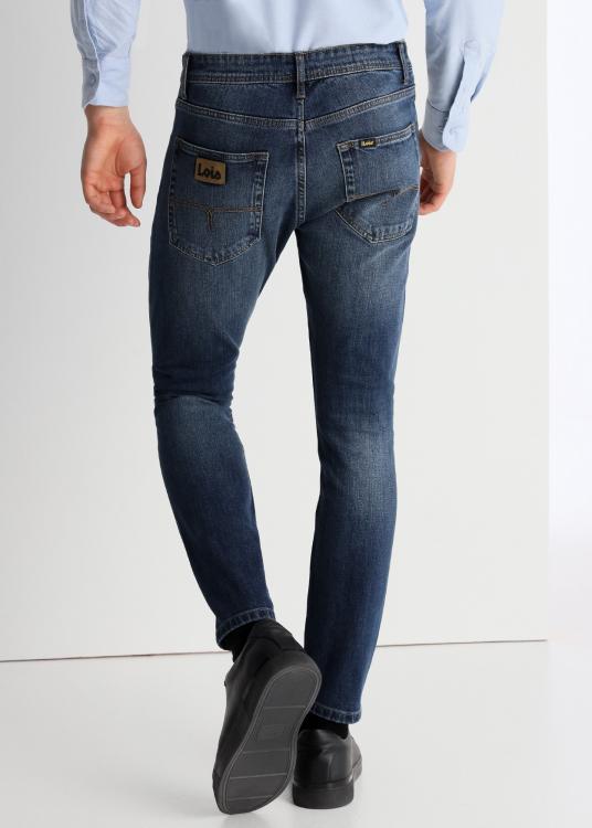 Lois Jeans Jeans Damage Bleu Médium Foncé Coupe Skinny Taille Moyenne