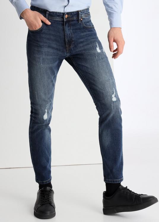 lois jeans Jeans Damage Bleu médium foncé Coupe Skinny Taille Moyenne