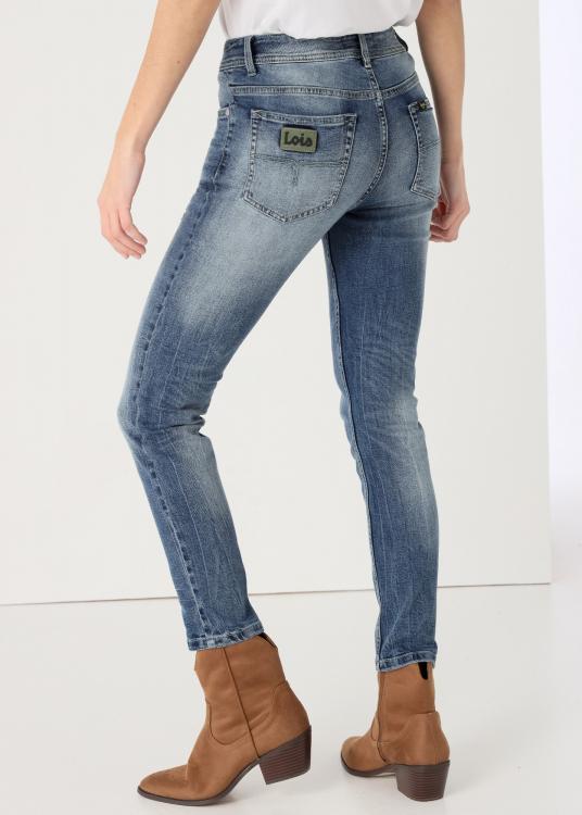 Lois Jeans Jeans Damage Médium Bleu Coupe Skinny Ankle Taille Basse