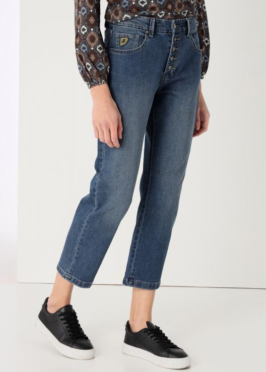 lois jeans Jeans Délavage Bleu médium Coupe Droite Large et courte Taille Moyenne